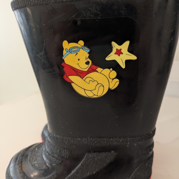Disney Winnie The Pooh Black and Red Rain Boots Y2K - Picture 2 of 7